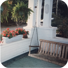 porch swing with flowers